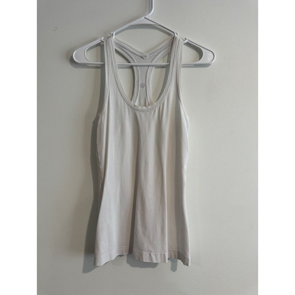 Lululemon Cool Racerback Tank Women Size‎ 4 White Athletic Yoga Top